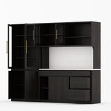 Girtin Solid Wood Wine & Coffee Bar Hutch with White Quartz Countertop - 99” Width