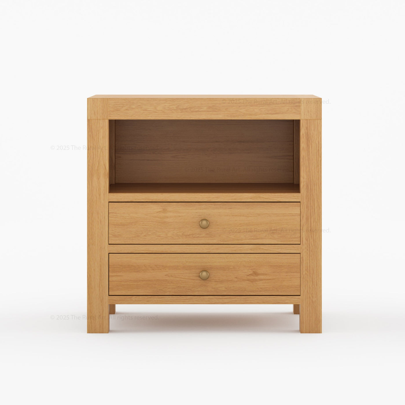 Orlando Solid Wood 2 Drawer Open Shelves Nightstand - detail view 6
