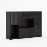 Brooklyn Solid Wood Wine Bar Cabinet with Mini Fridge Space