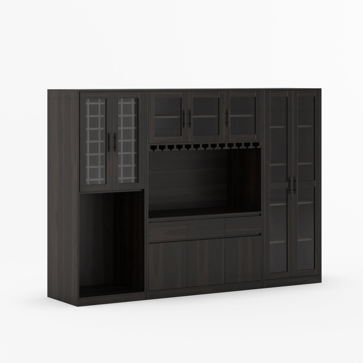Brooklyn Solid Wood Wine Bar Cabinet with Mini Fridge Space - detail view 9
