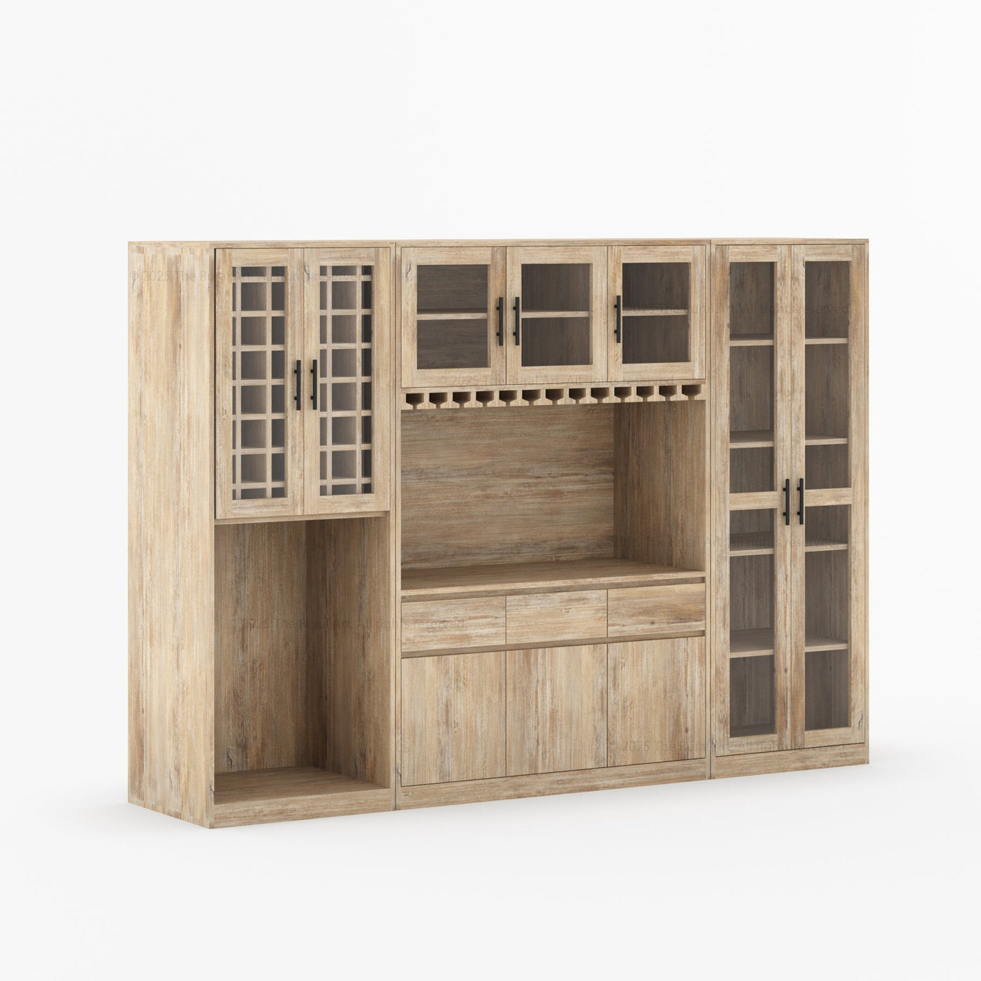 Brooklyn Solid Wood Wine Bar Cabinet with Mini Fridge Space - detail view 10