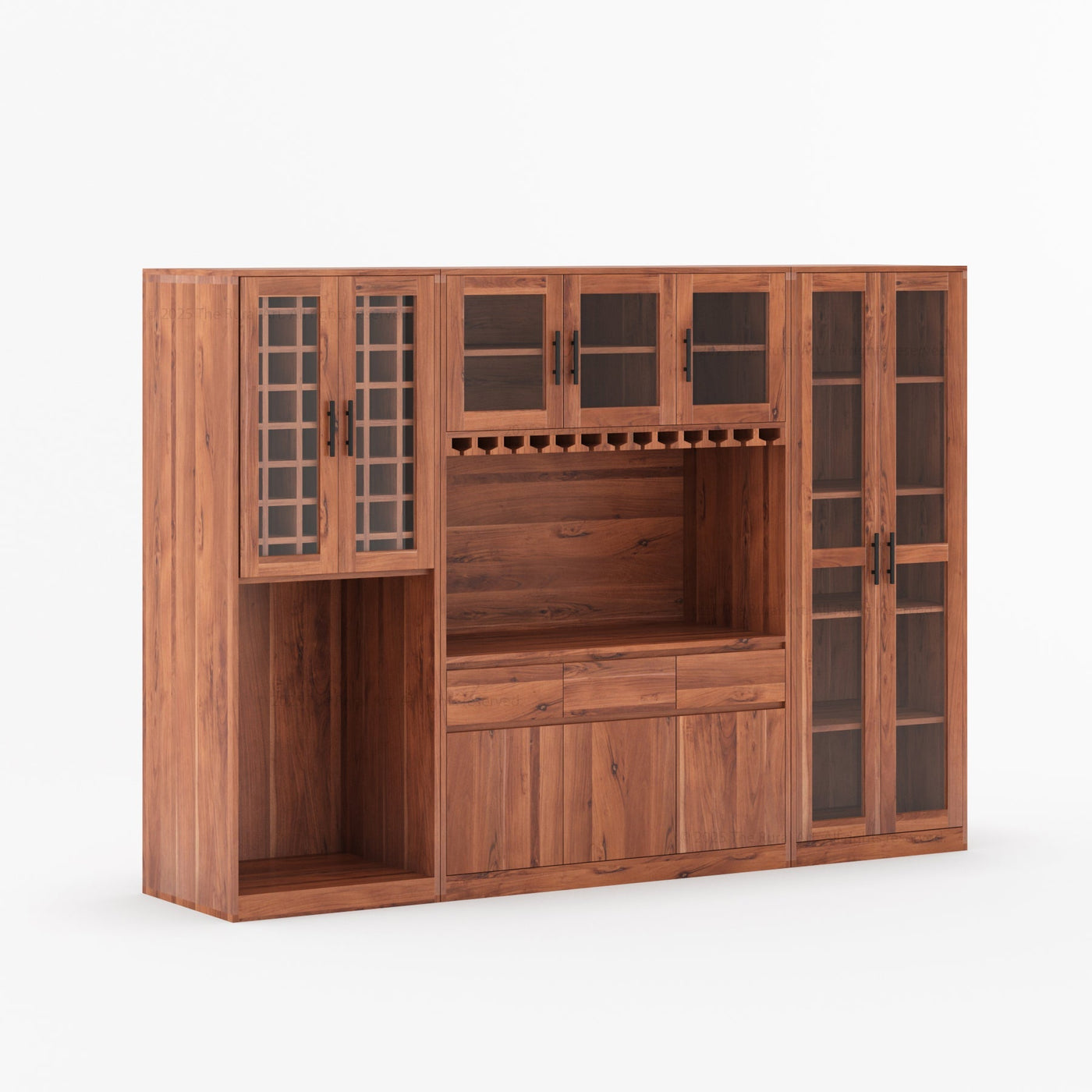 Brooklyn Solid Wood Wine Bar Cabinet with Mini Fridge Space - detail view 11