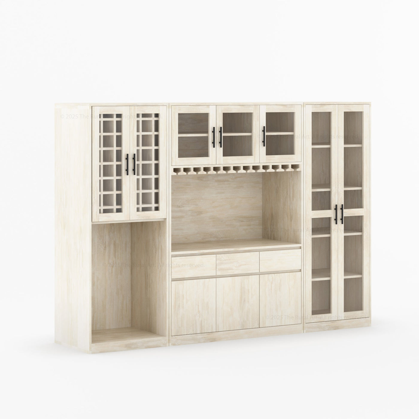 Brooklyn Solid Wood Wine Bar Cabinet with Mini Fridge Space - detail view 12