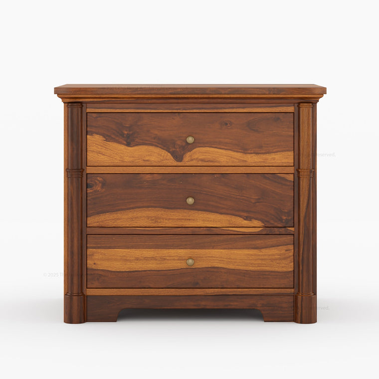 Abilene Solid Wood Three - Drawer Large Nightstand - alternate view
