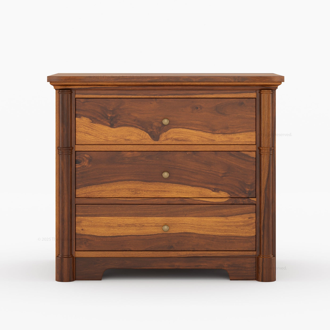 Abilene Solid Wood Three - Drawer Large Nightstand - alternate view