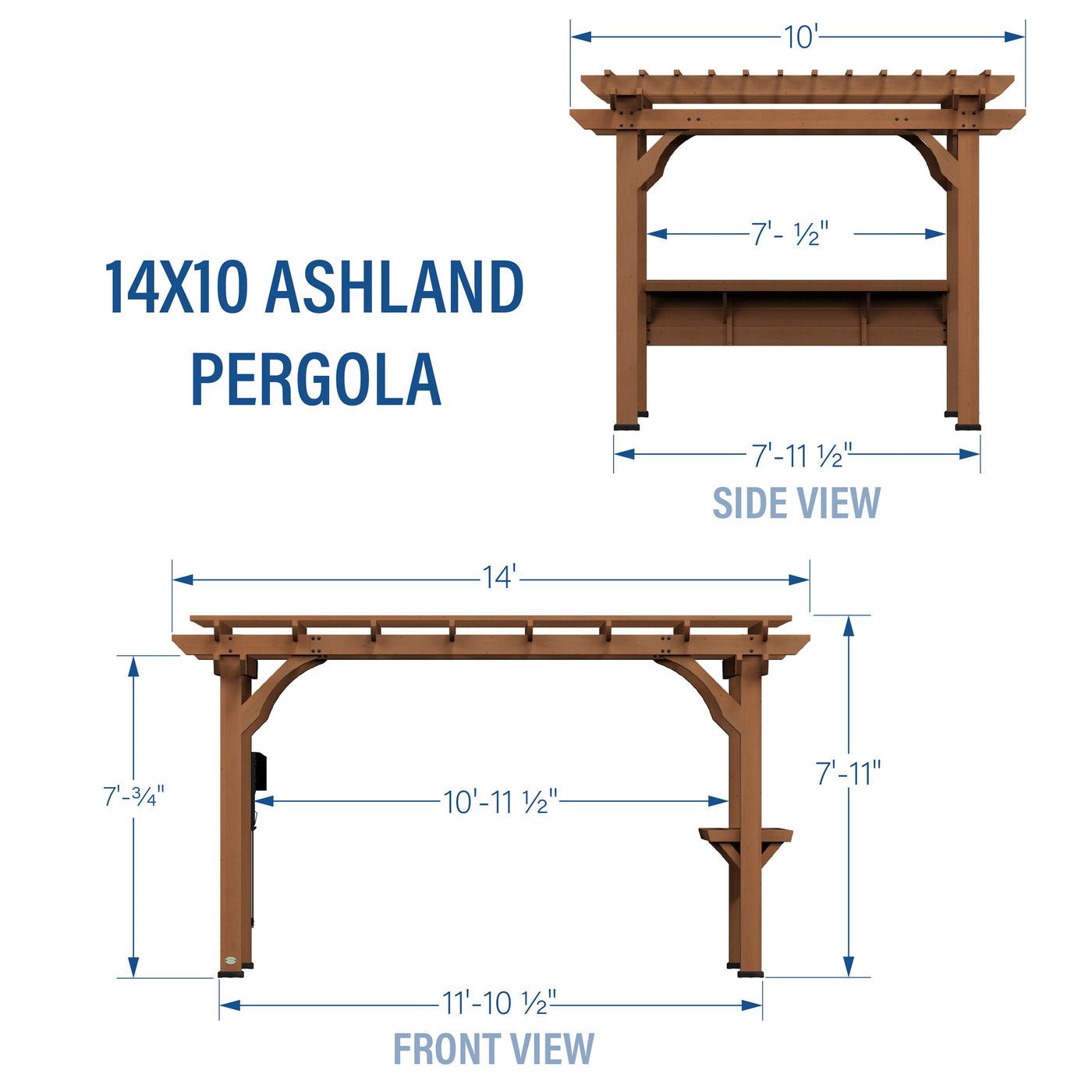 14X10 Ashland Pergola - alternate view