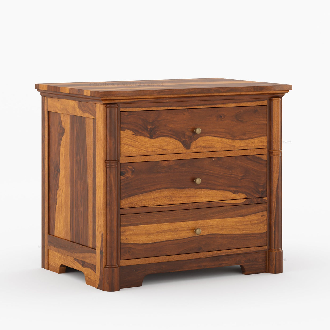 Abilene Solid Wood Three - Drawer Large Nightstand - detail view 3