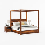 Orlando Solid Wood Canopy Platform Bed with Tall Headboard