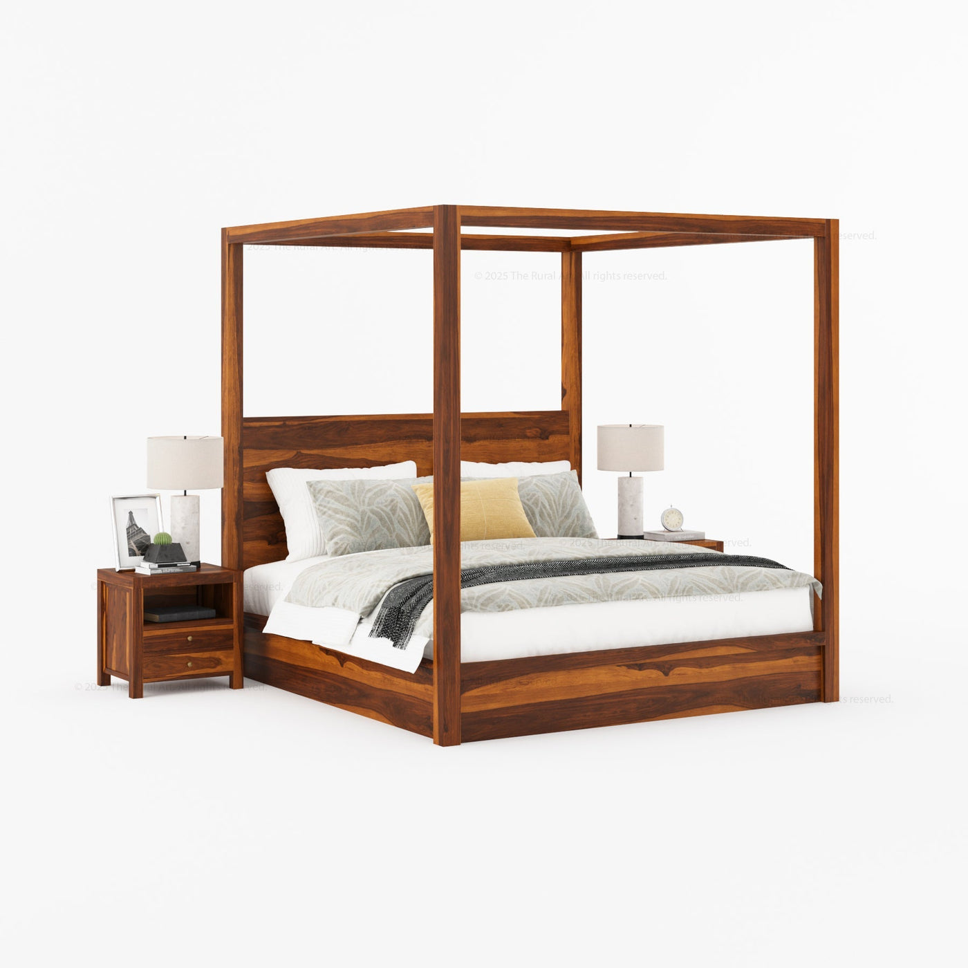 Orlando Solid Wood Canopy Platform Bed with Tall Headboard - detail view 7