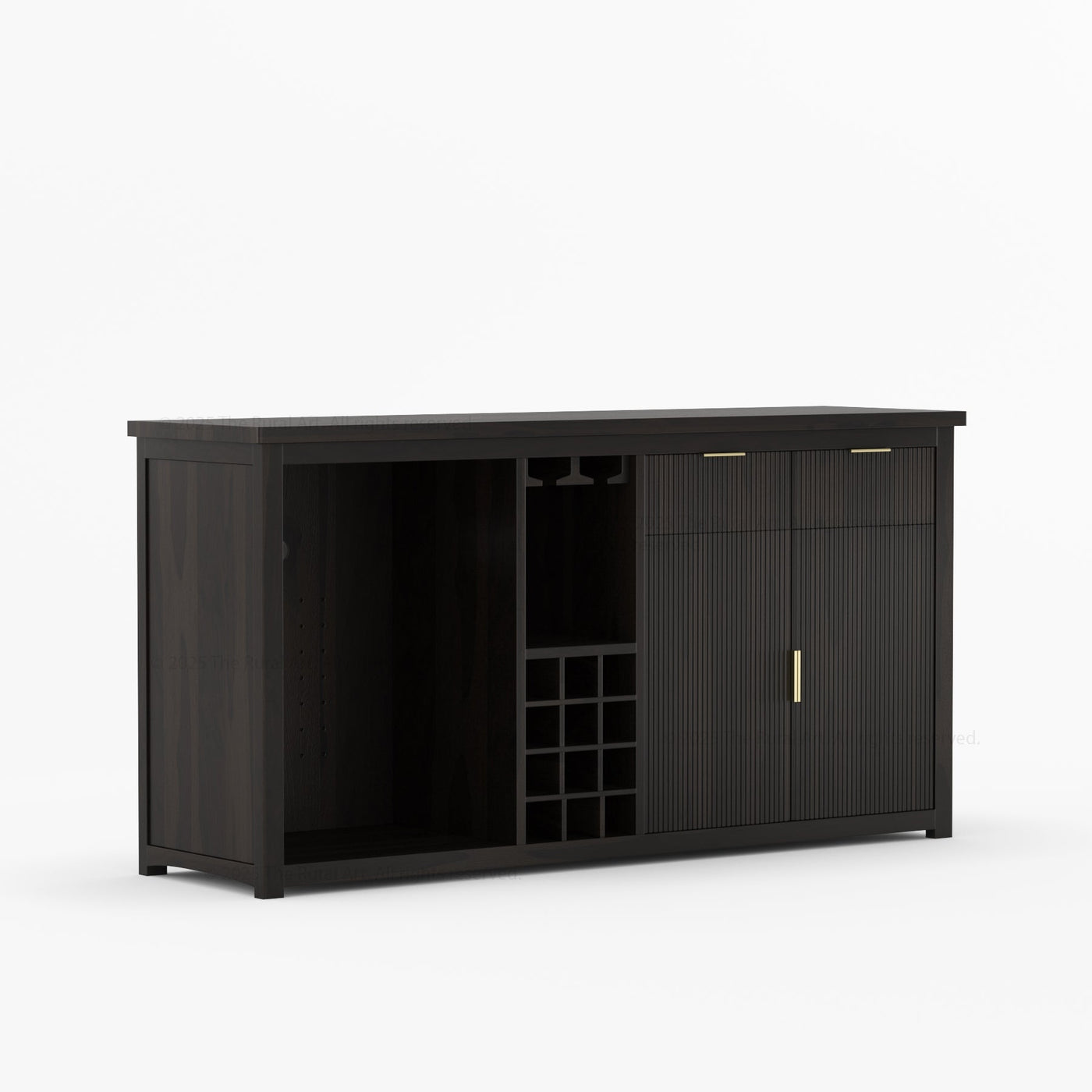 Sonoma Modern Black Bar Cabinet with Mini Fridge Space - detail view 17