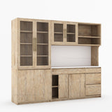 Girtin Solid Wood Wine & Coffee Bar Hutch with White Quartz Countertop - 99” Width