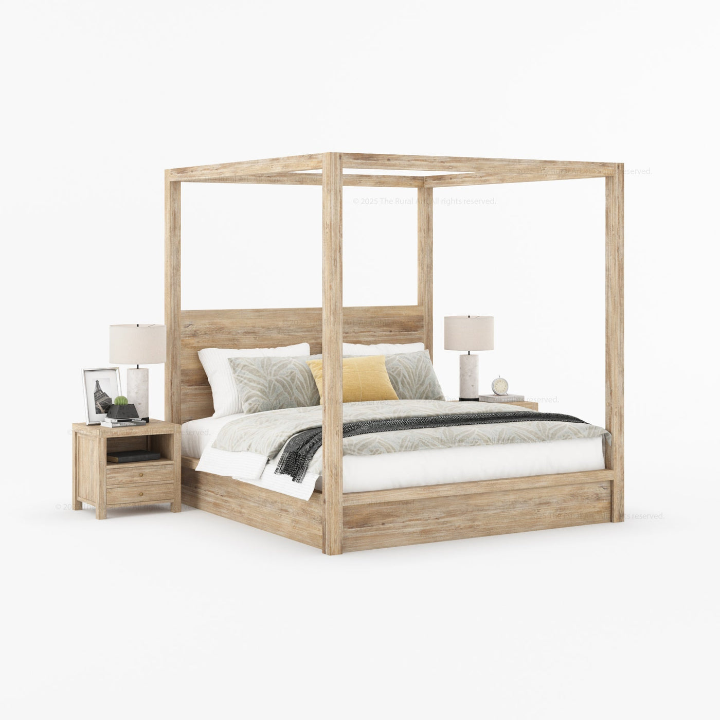 Orlando Solid Wood Canopy Platform Bed with Tall Headboard - detail view 8