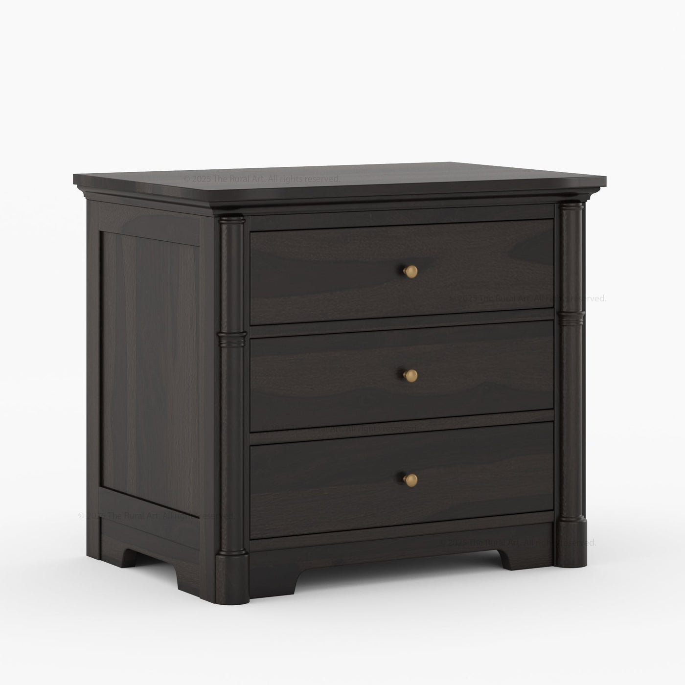 Abilene Solid Wood Three - Drawer Large Nightstand - detail view 6