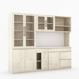 Girtin Solid Wood Wine & Coffee Bar Hutch with White Quartz Countertop - 99” Width