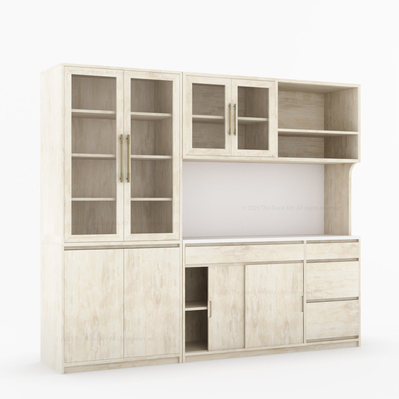 Girtin Solid Wood Wine & Coffee Bar Hutch with White Quartz Countertop - 99” Width - detail view 18