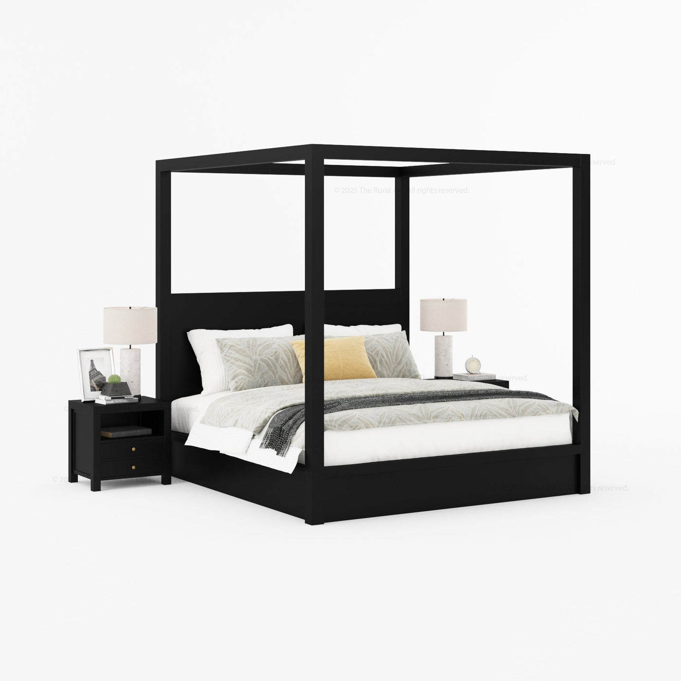 Orlando Solid Wood Canopy Platform Bed with Tall Headboard - detail view 9