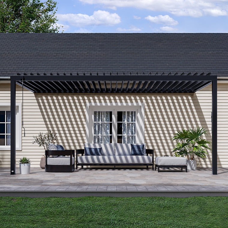 18X10 Evanston Wall Mounted Louvered Pergola - alternate view