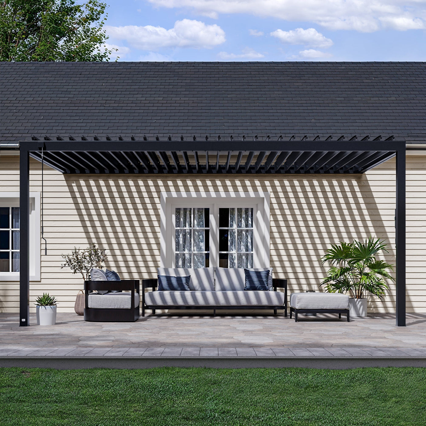 18X10 Evanston Wall Mounted Louvered Pergola - alternate view
