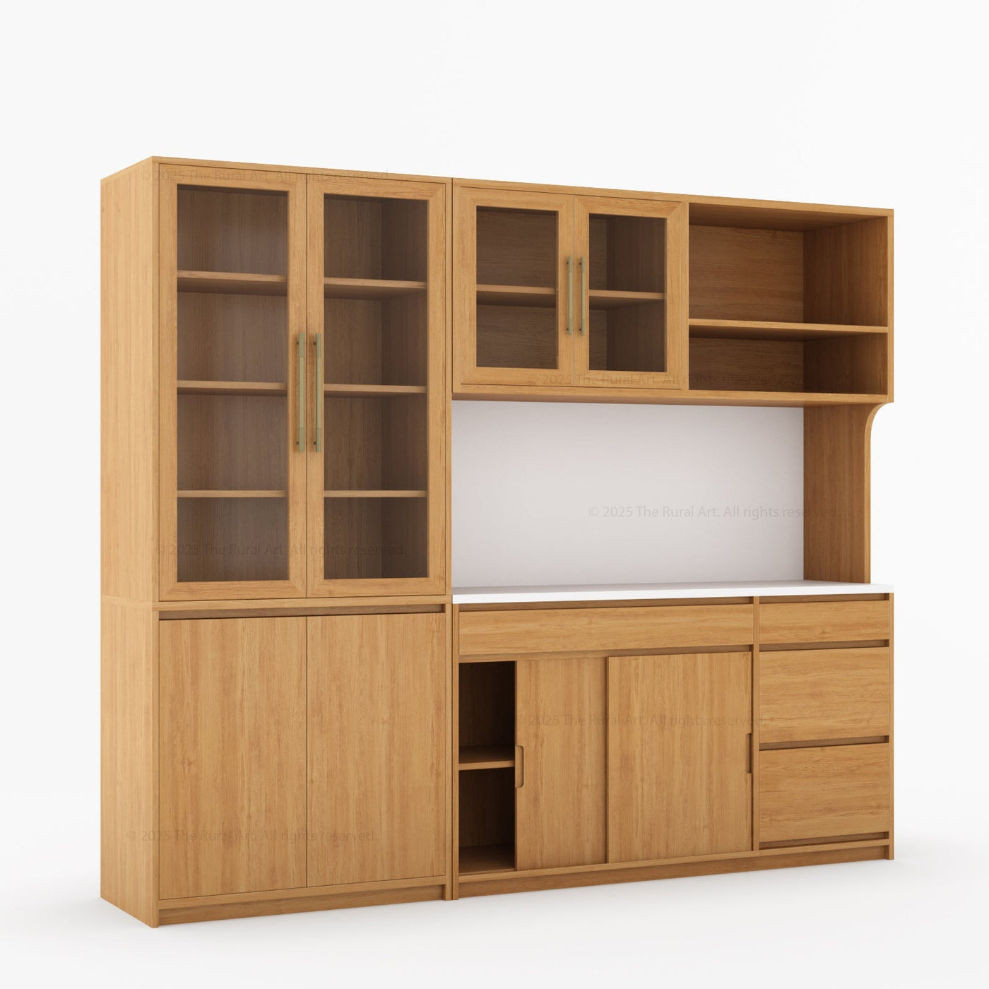 Girtin Solid Wood Wine & Coffee Bar Hutch with White Quartz Countertop - 99” Width - detail view 19