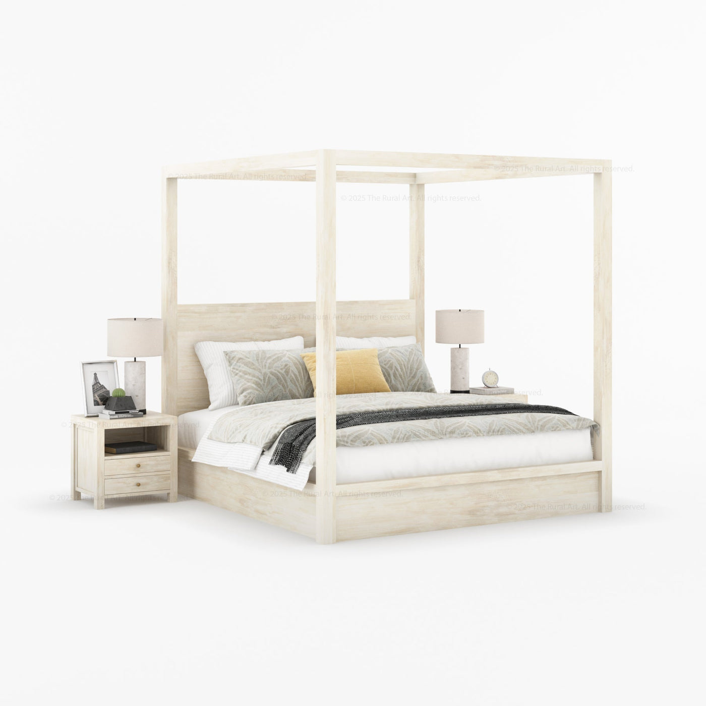 Orlando Solid Wood Canopy Platform Bed with Tall Headboard - detail view 10