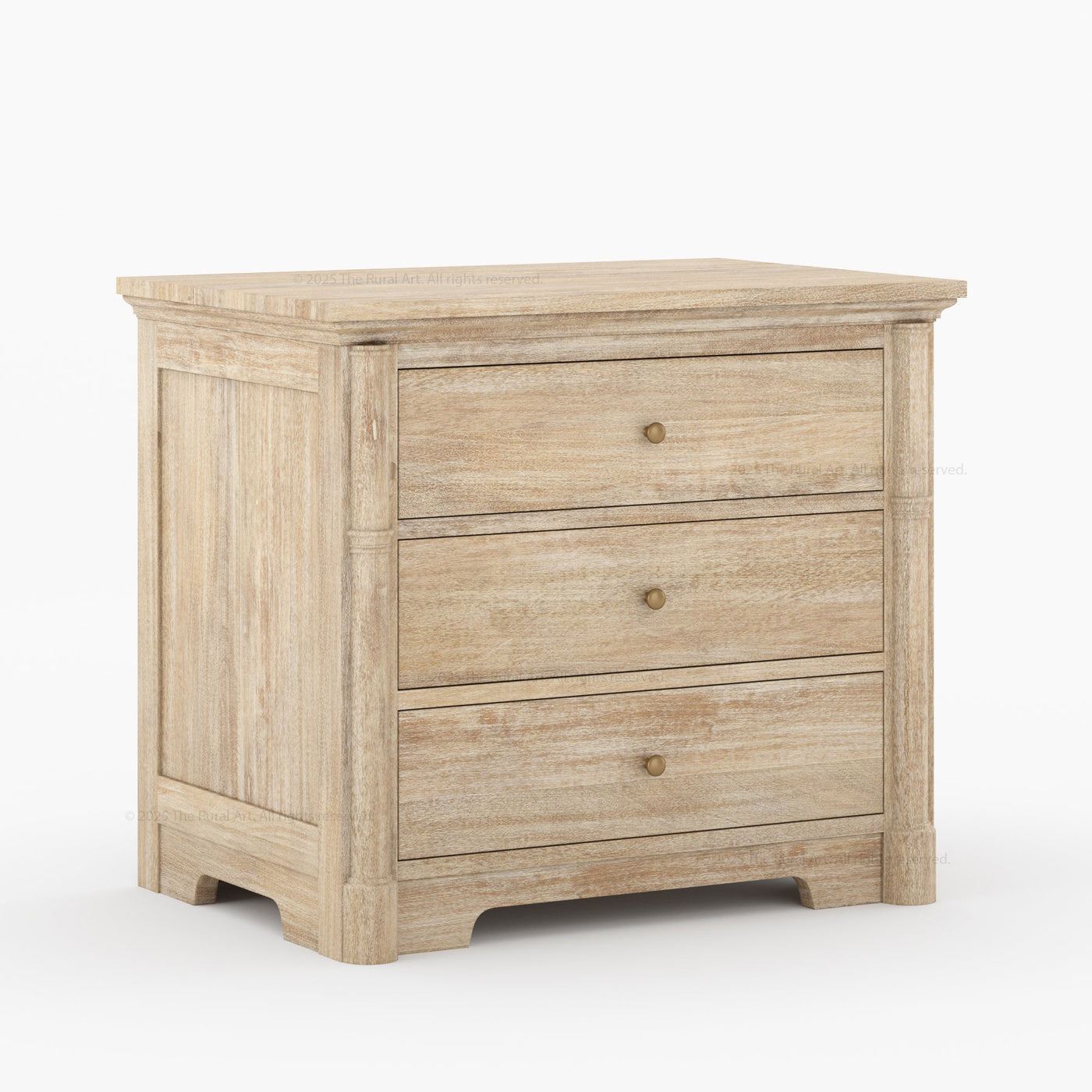 Abilene Solid Wood Three - Drawer Large Nightstand - detail view 7