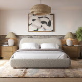 Oliver Bed - Curved Boucle Upholstered