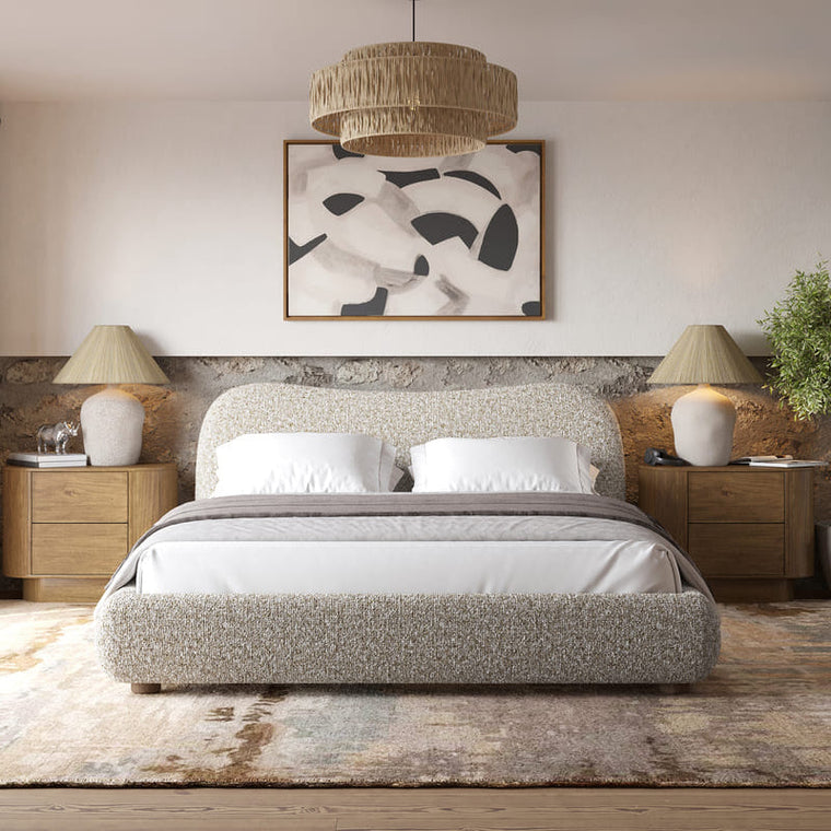 Oliver Bed - Curved Boucle Upholstered - alternate view