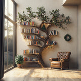 Black Tree Branch Bookshelf Wall Mount Mid Century Sinltb079
