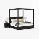 Orlando Solid Wood Canopy Platform Bed with Tall Headboard