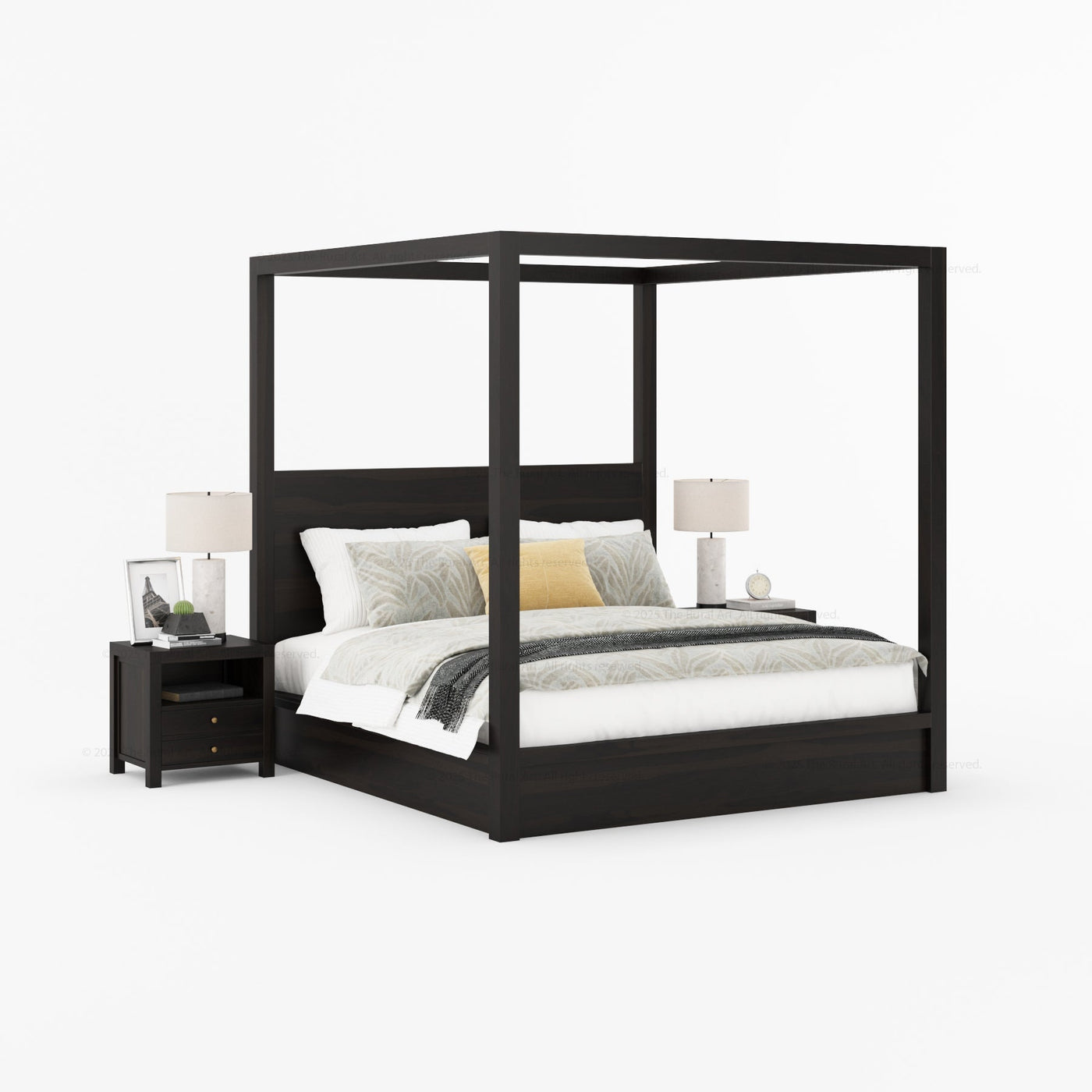 Orlando Solid Wood Canopy Platform Bed with Tall Headboard - detail view 11