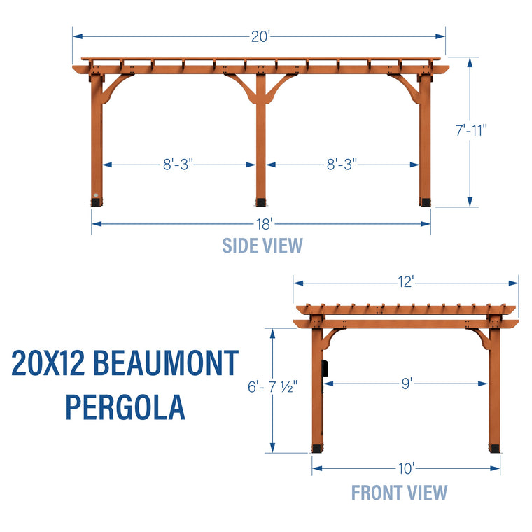 20X12 Beaumont Pergola - alternate view