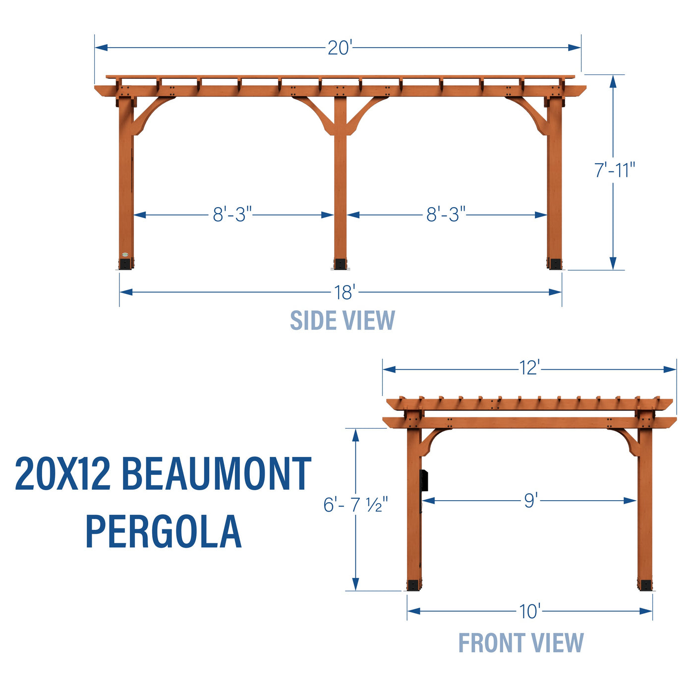 20X12 Beaumont Pergola - alternate view
