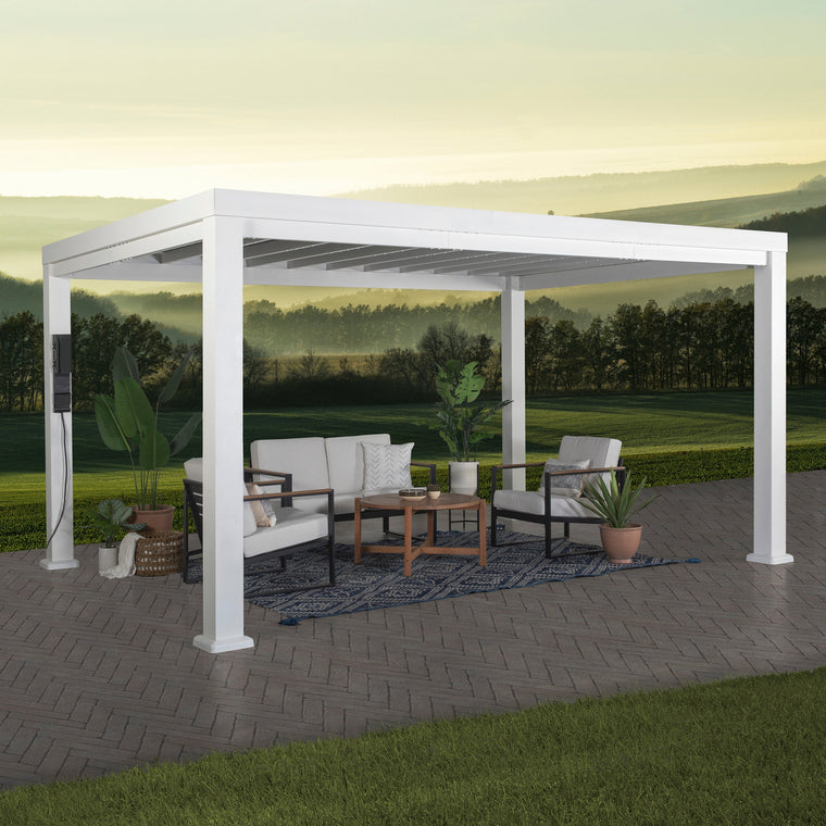 14X12 Windham Modern Steel Pergola with Sail Shade Soft Canopy