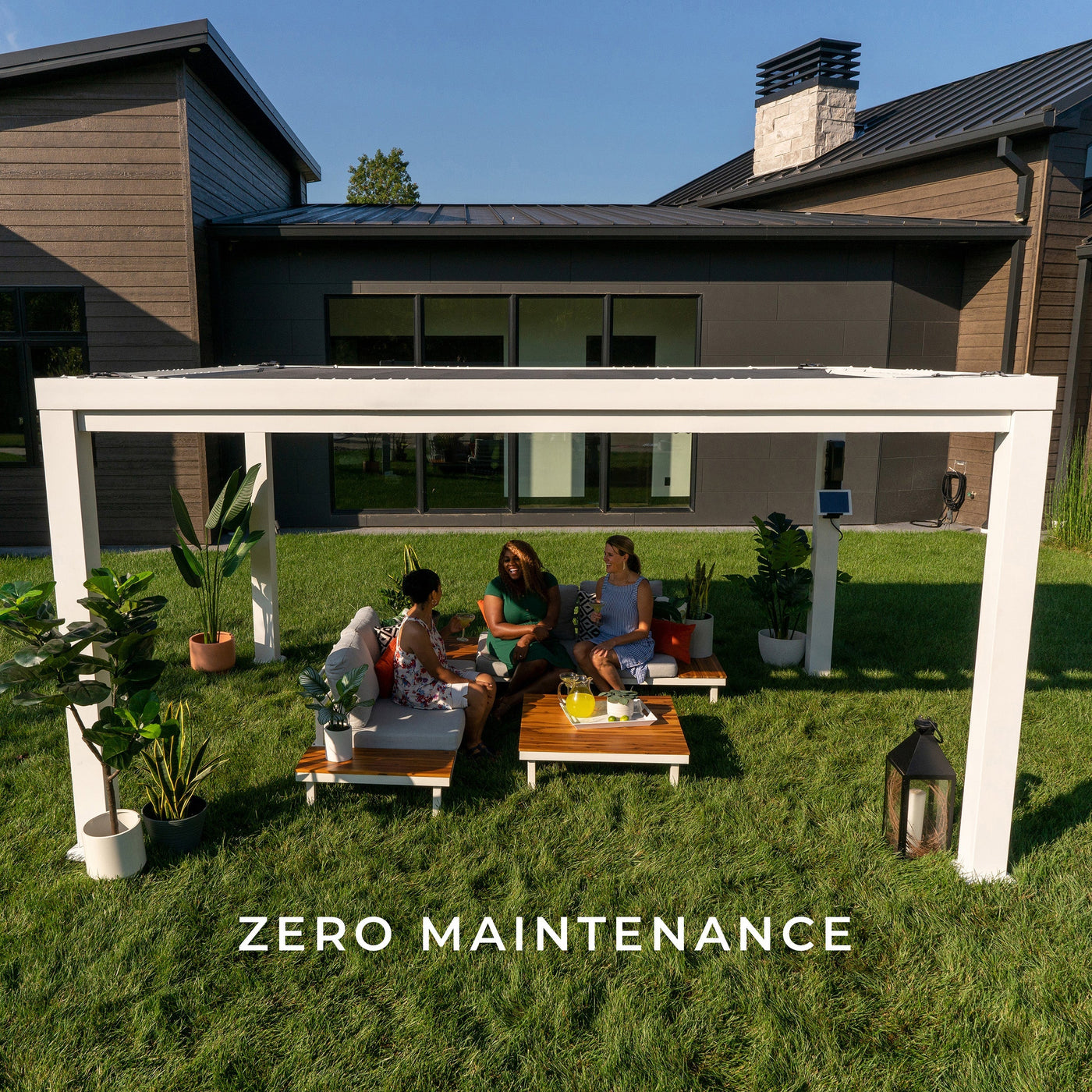 14X12 Windham Modern Steel Pergola with Sail Shade Soft Canopy - detail view 8