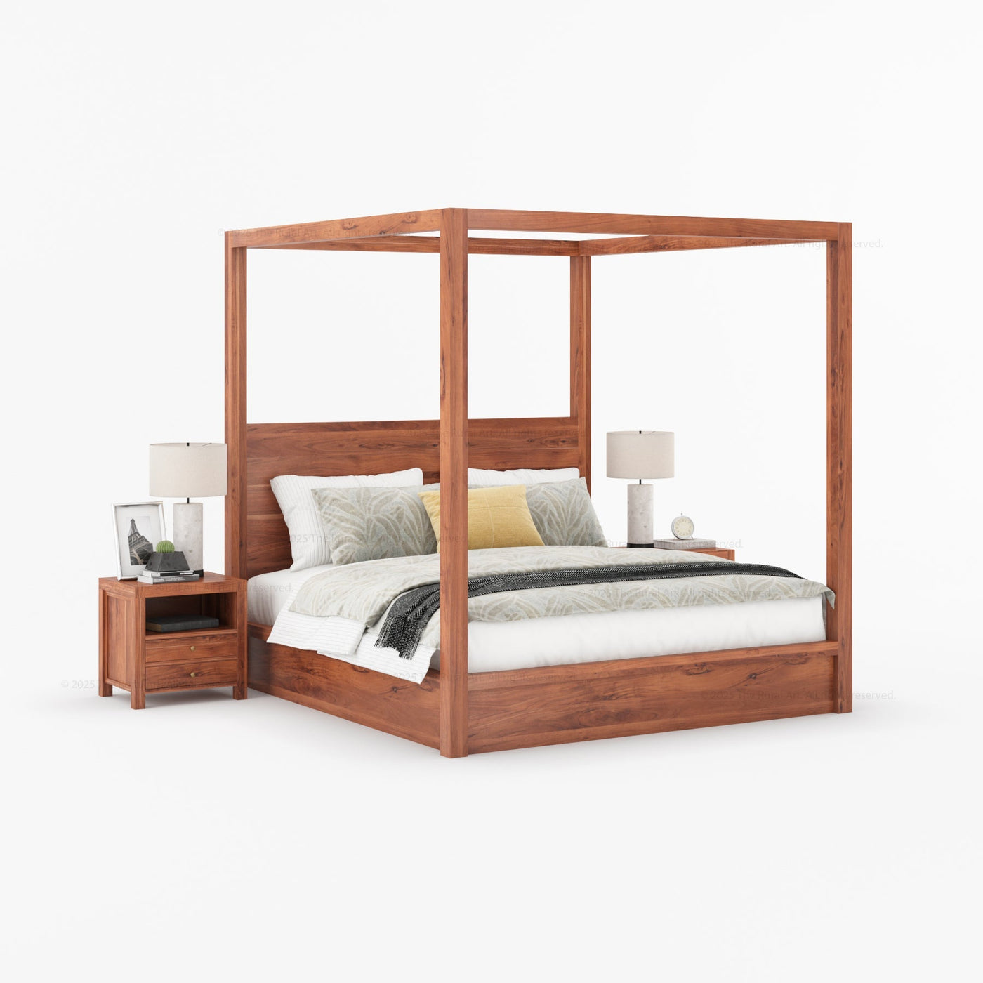 Orlando Solid Wood Canopy Platform Bed with Tall Headboard - detail view 12