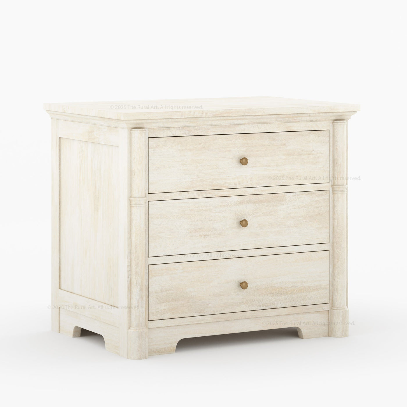 Abilene Solid Wood Three - Drawer Large Nightstand - detail view 9