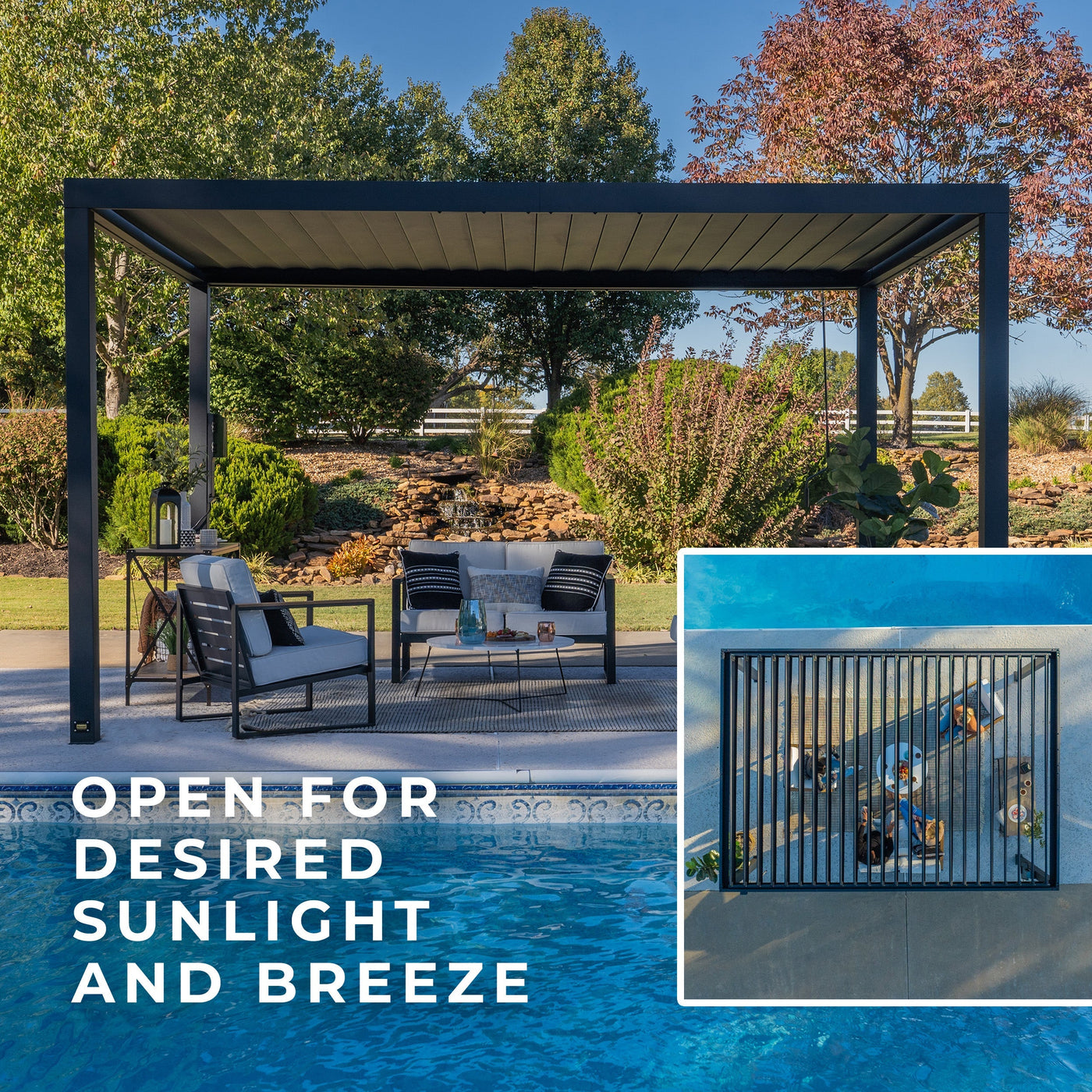 14X10 Sarasota Steel Louvered Pergola - detail view 5