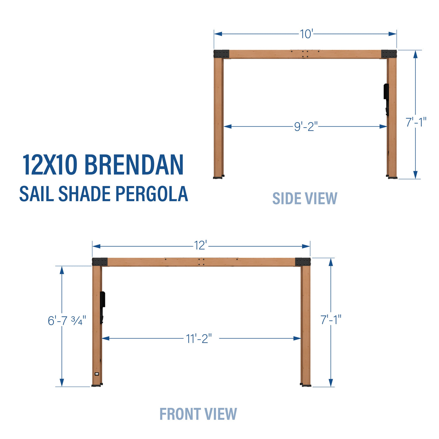 12X10 Brendan Sail Shade Pergola - alternate view