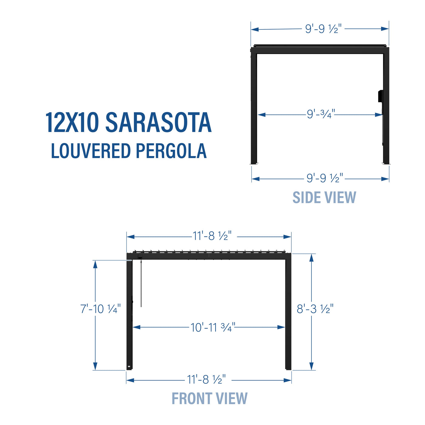 12X10 Sarasota Steel Louvered Pergola - alternate view