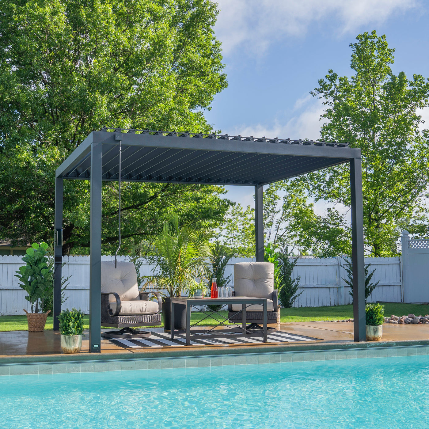 12X10 Sarasota Steel Louvered Pergola