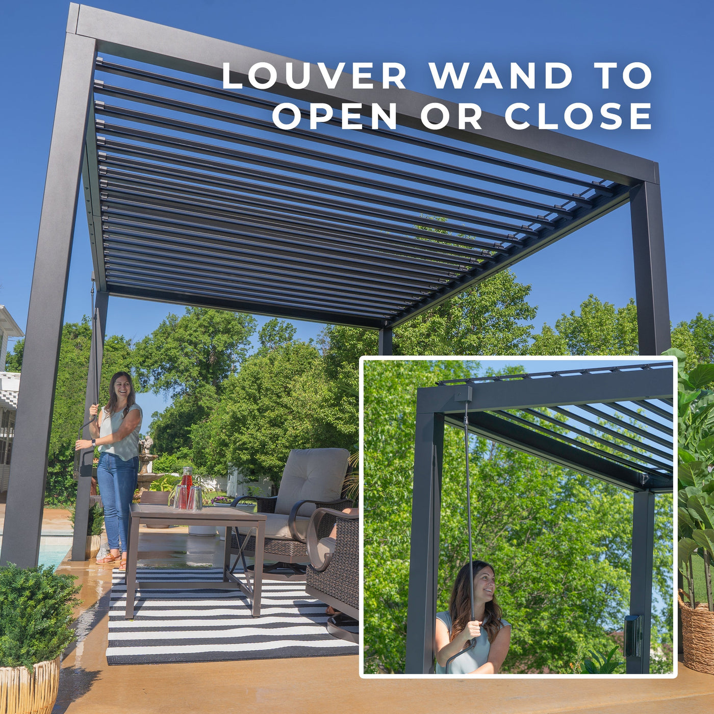 12X10 Sarasota Steel Louvered Pergola - detail view 6