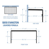 18X10 Evanston Wall Mounted Louvered Pergola