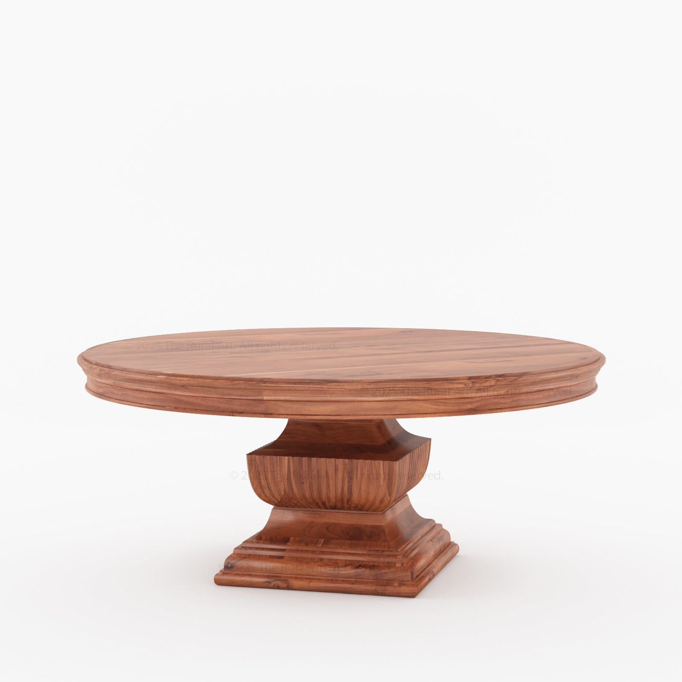 Scottsdale Round Pedestal Solid Wood Dining Table with Sculptural Pedestal - detail view 7