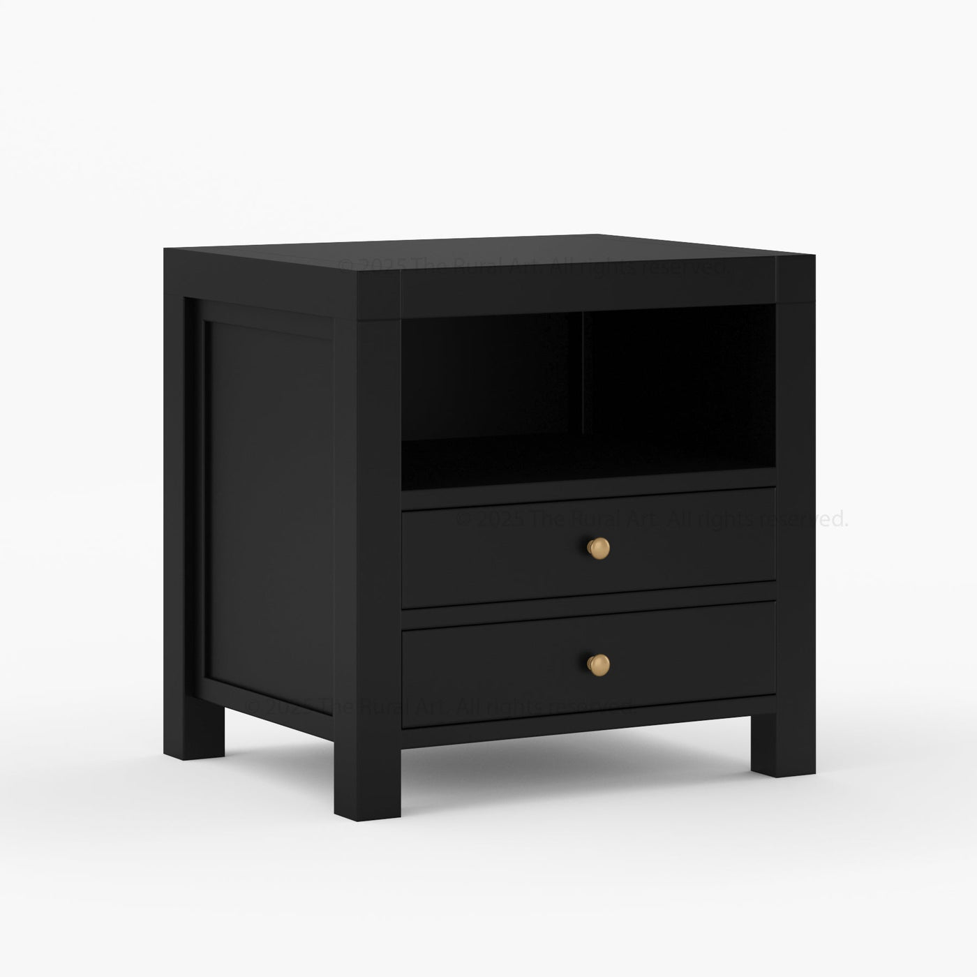 Orlando Solid Wood 2 Drawer Open Shelves Nightstand - detail view 7
