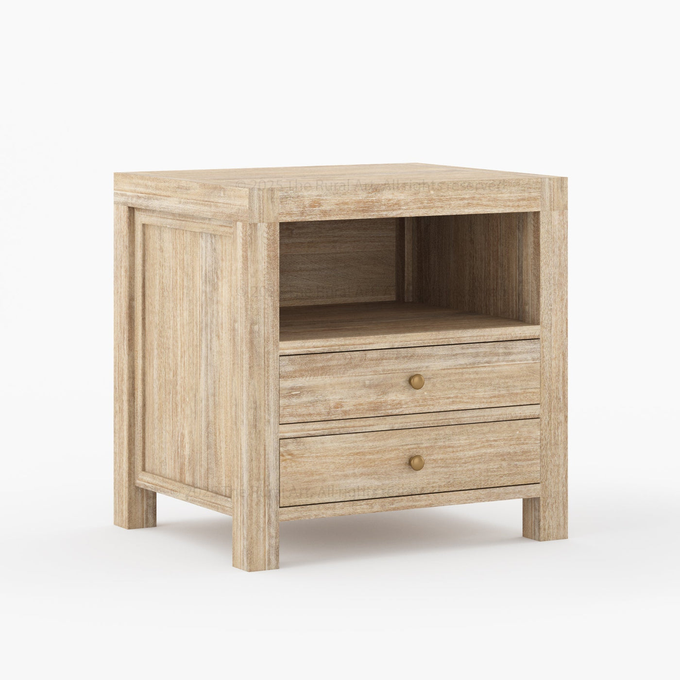 Orlando Solid Wood 2 Drawer Open Shelves Nightstand - detail view 8