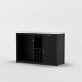 Sonoma Modern Black Bar Cabinet with Mini Fridge Space