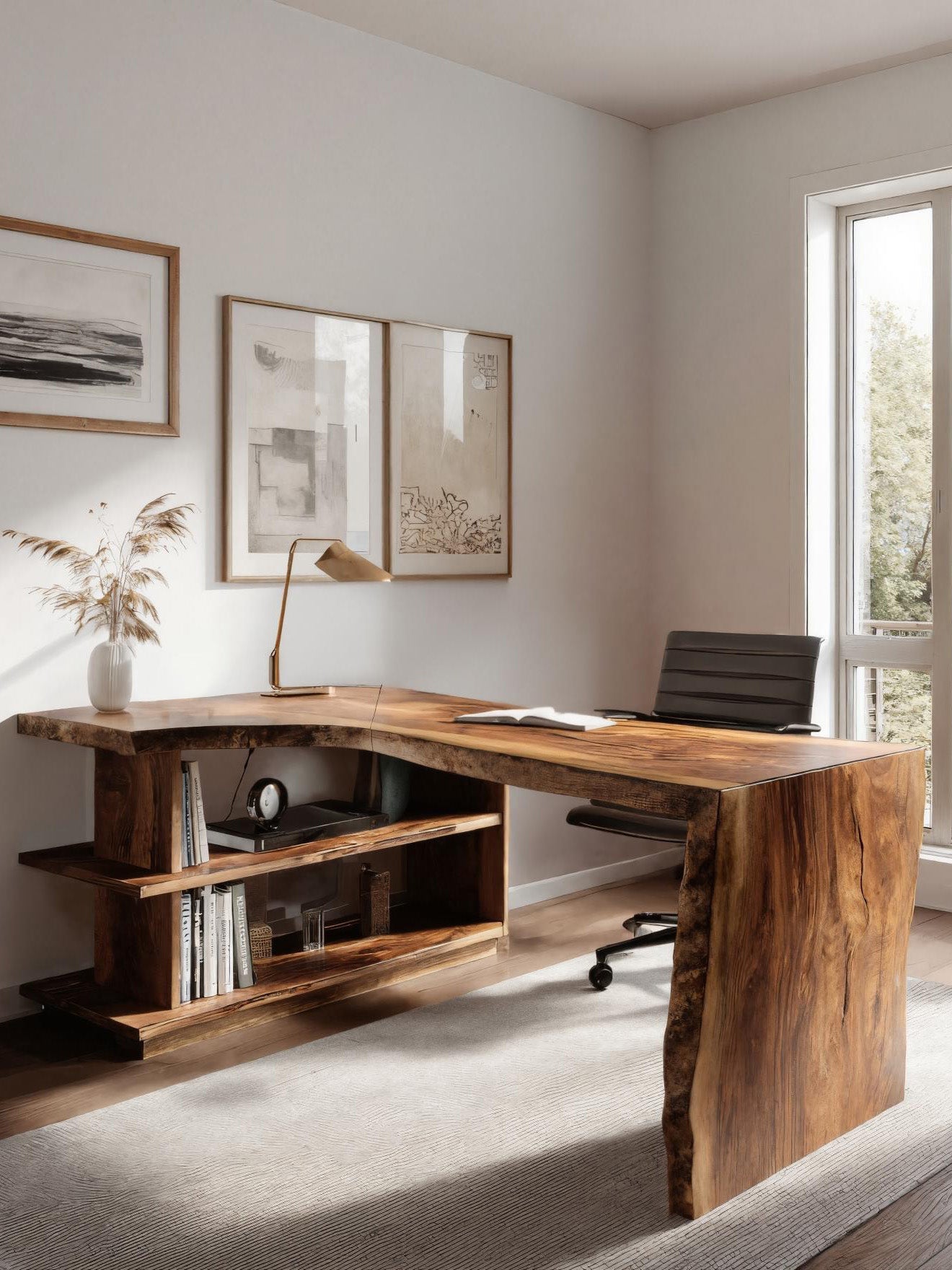 Modern L Shaped Desk with Bookshelf for Home Office - alternate view
