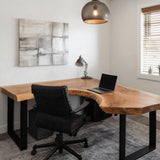 Modern Live Edge L Shaped Desk for Home Workspace