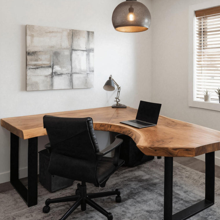 Modern Live Edge L Shaped Desk for Home Workspace - alternate view