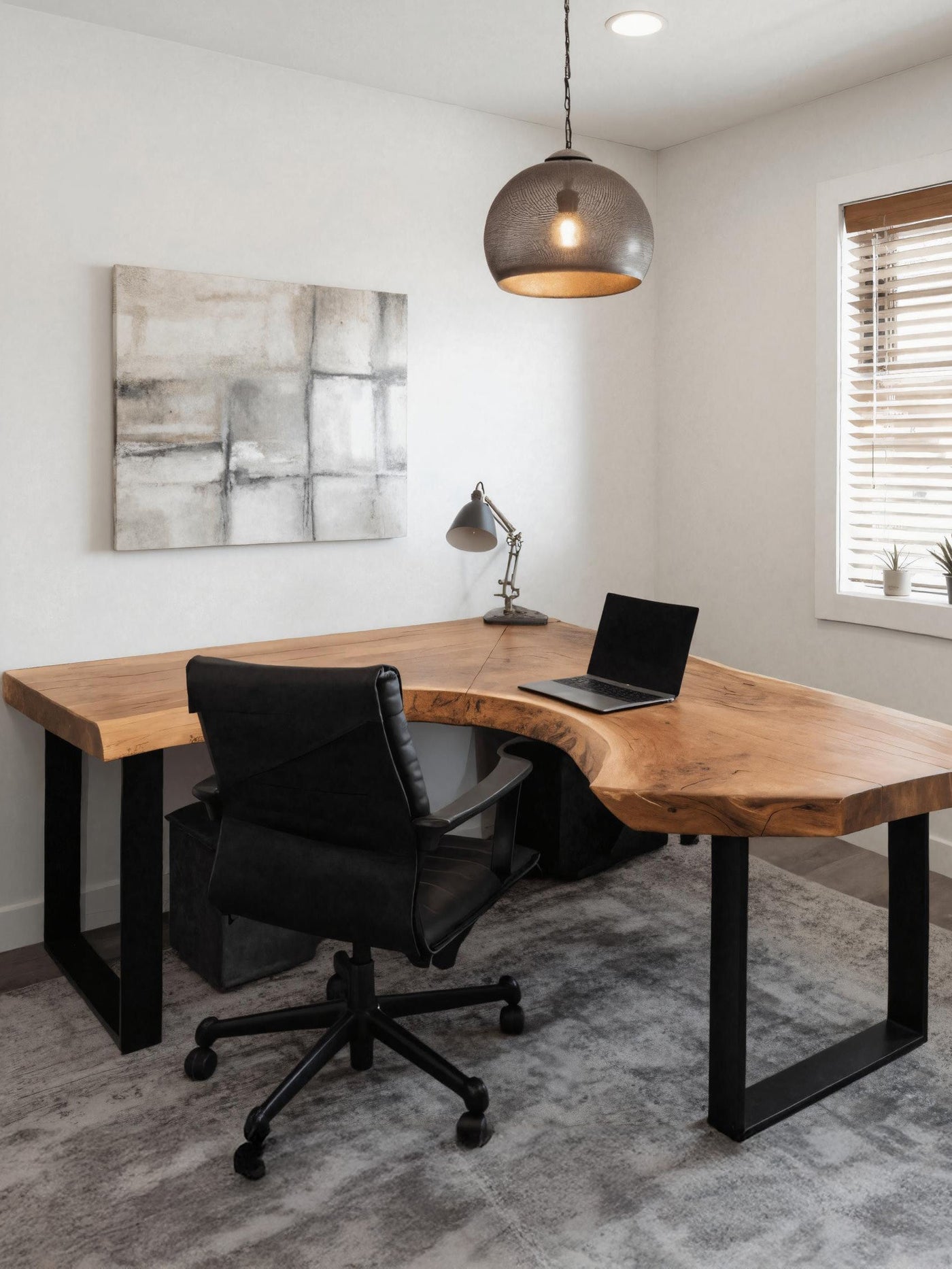 Modern Live Edge L Shaped Desk for Home Workspace - alternate view